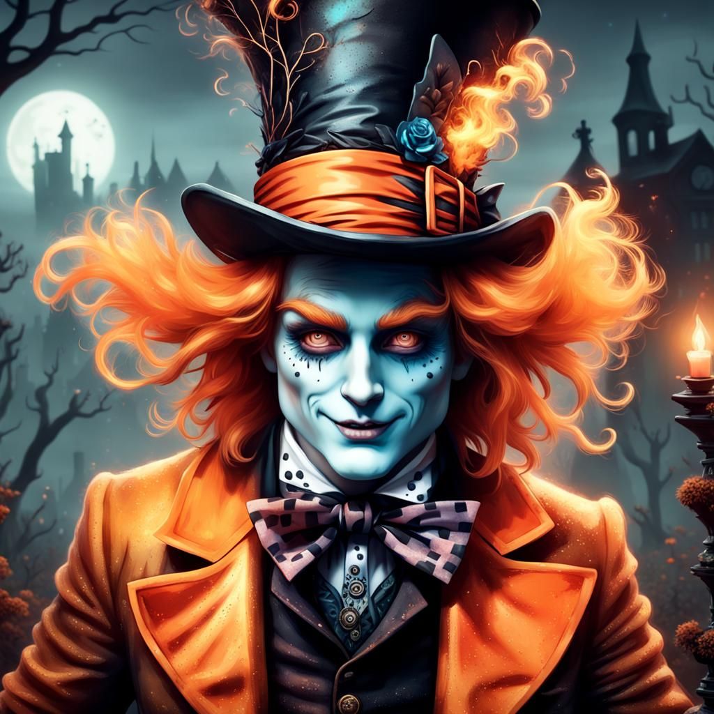 Un beau fantôme bioluminescent orange et noir mad hatter wonderland ...