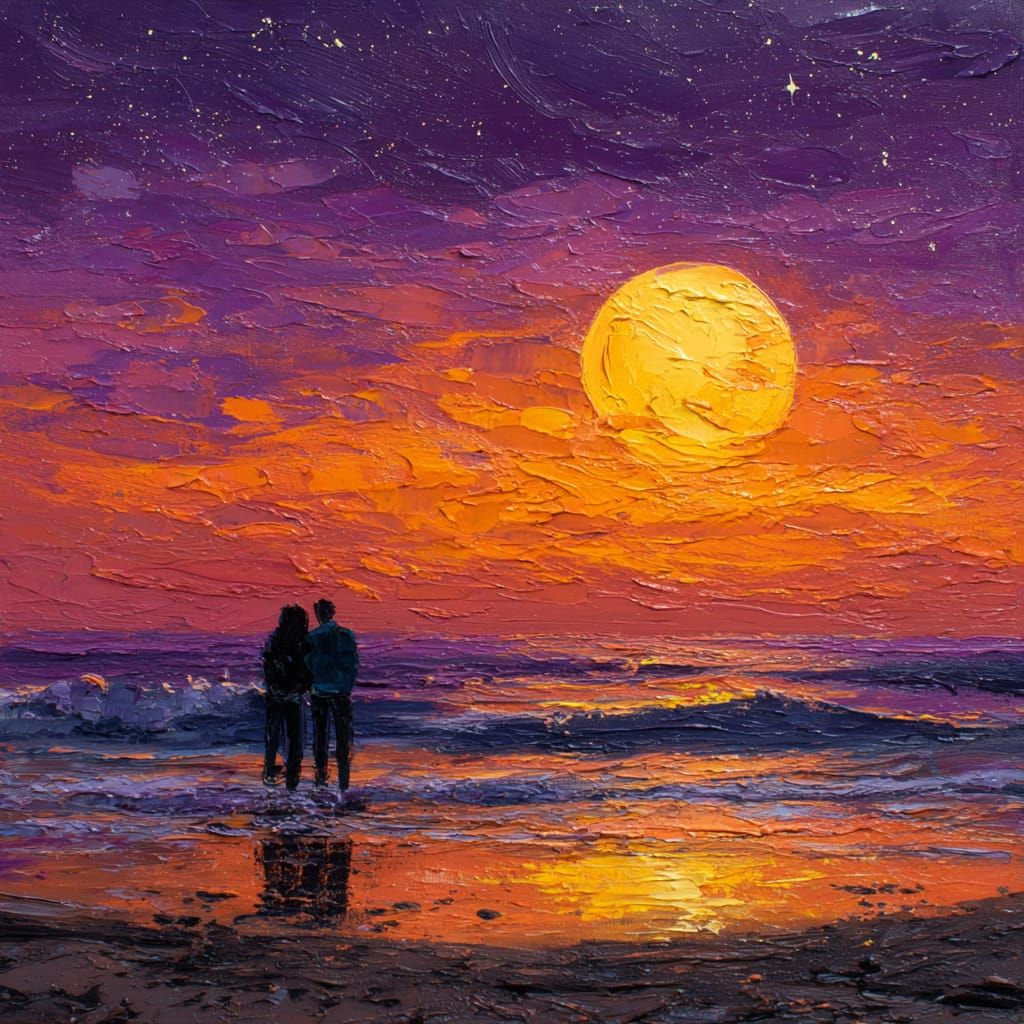 Moonlight Embrace Impasto