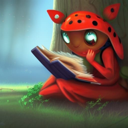 Ladybug is reading book