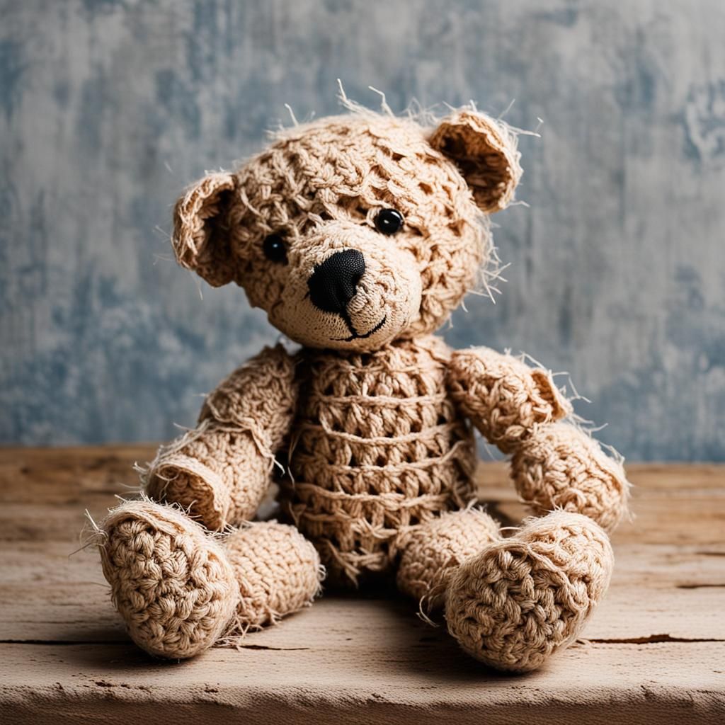 old teddy bear crochet different stiches  half destroyed rui...