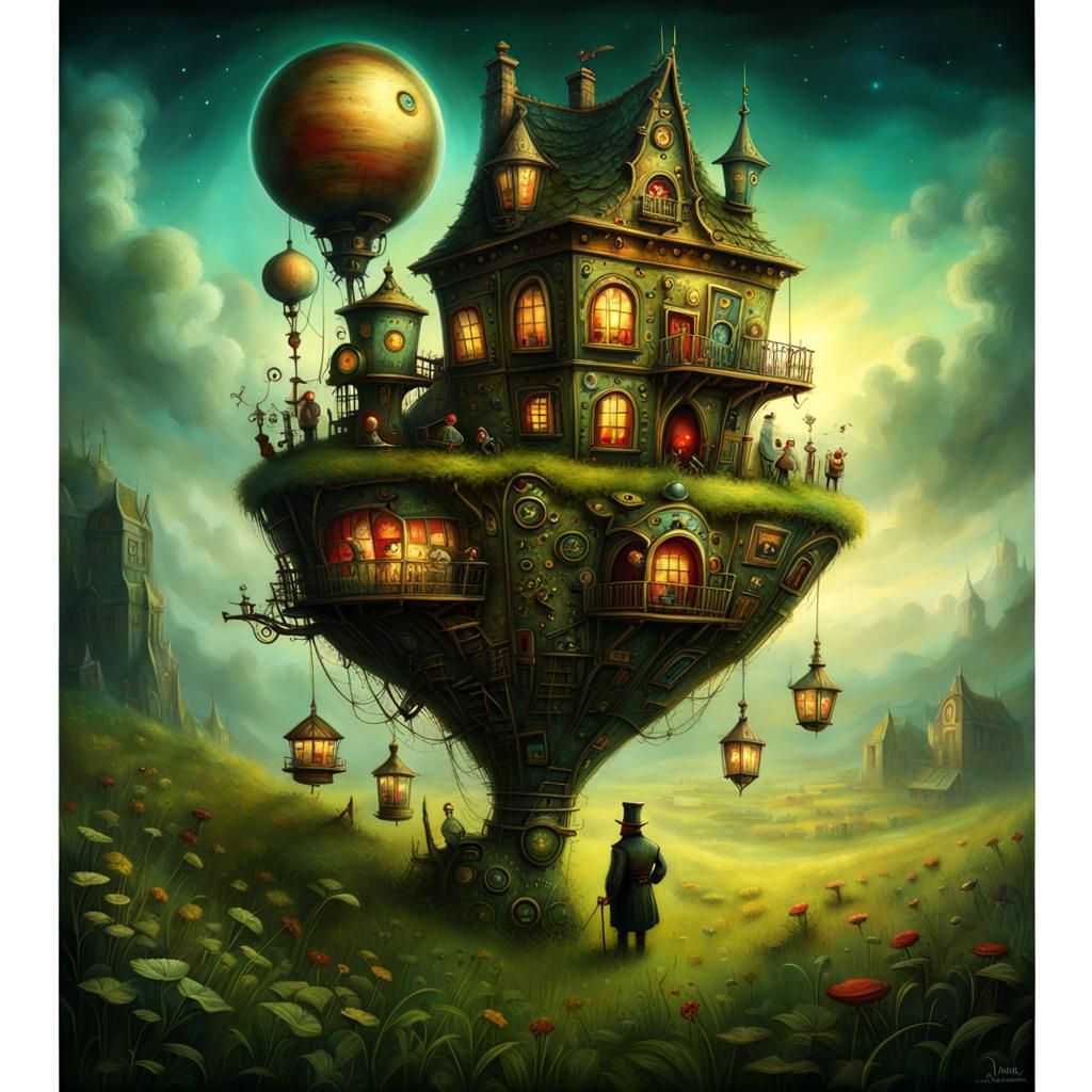 The strange steampunk house - AI Generated Artwork - NightCafe Creator