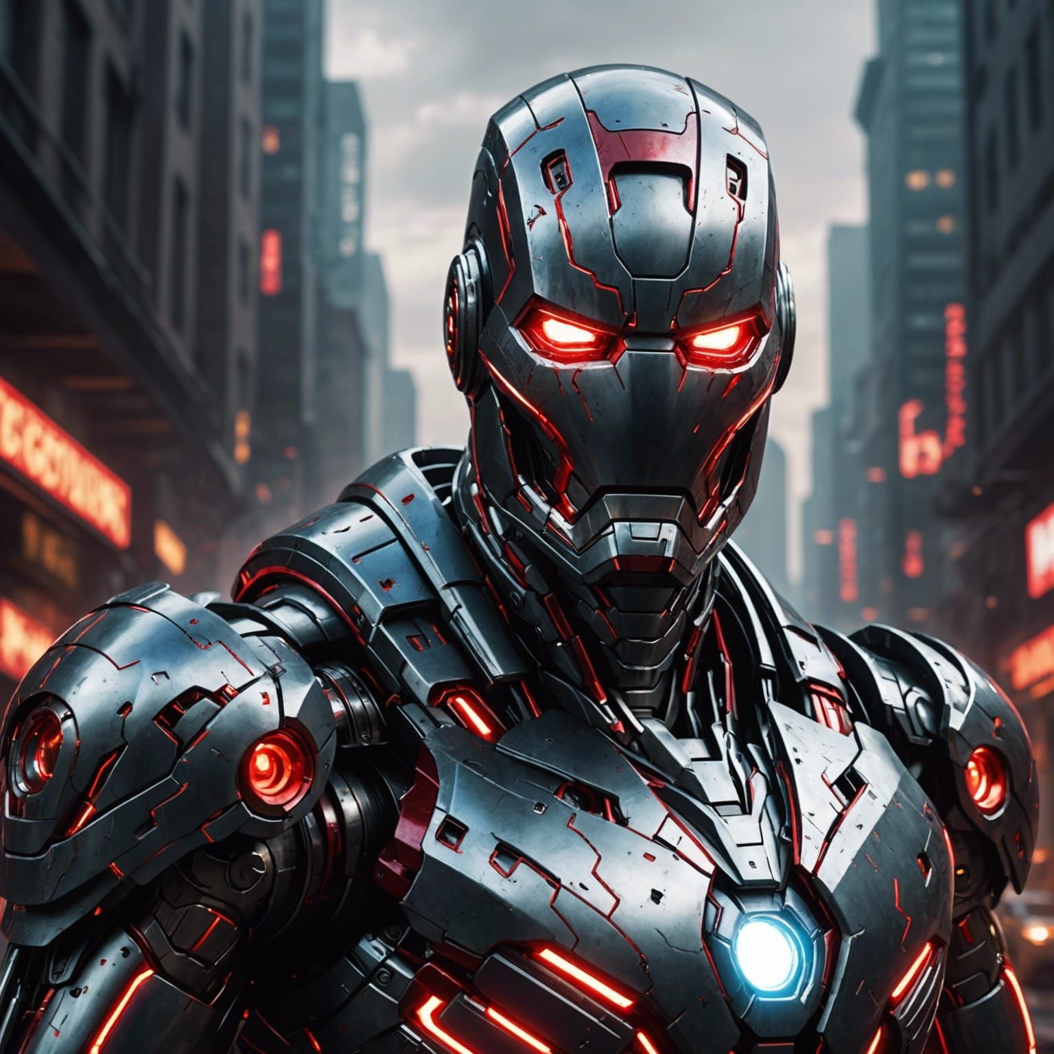 Iron Man assimilated by Ultron - AI Generated Artwork - NightCafe Creator