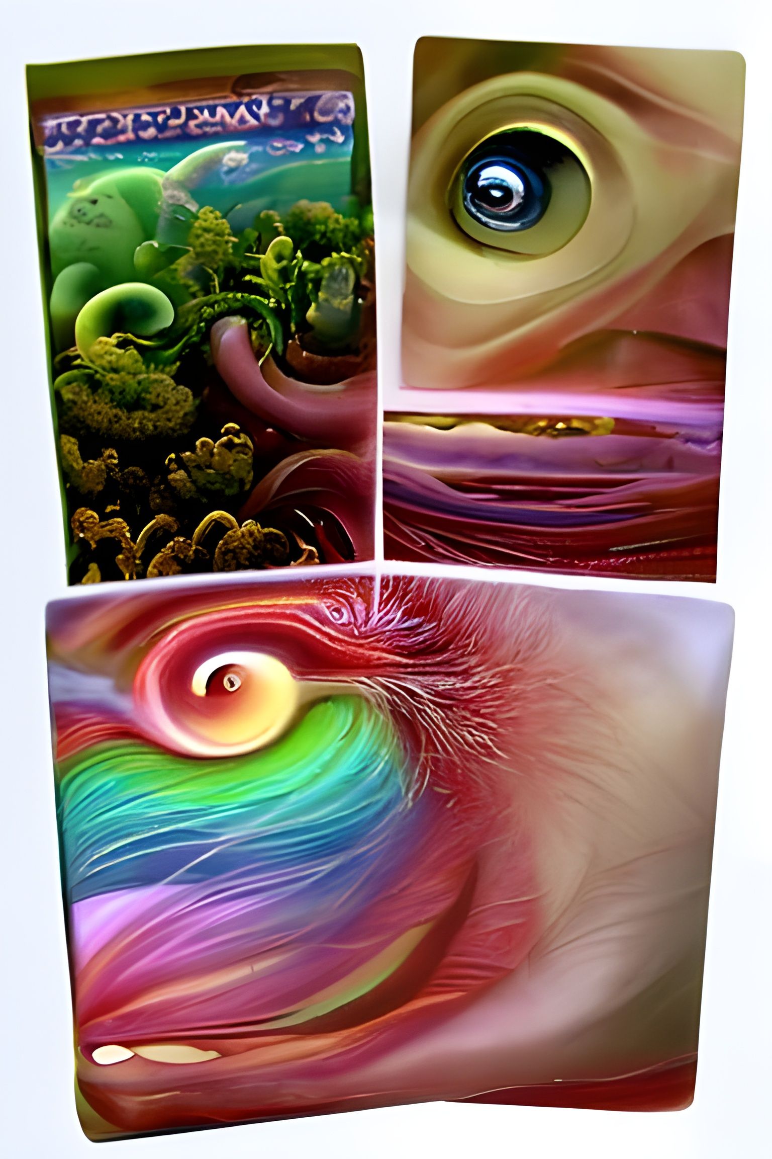 A beautifully strange painting of an alien world of color by...