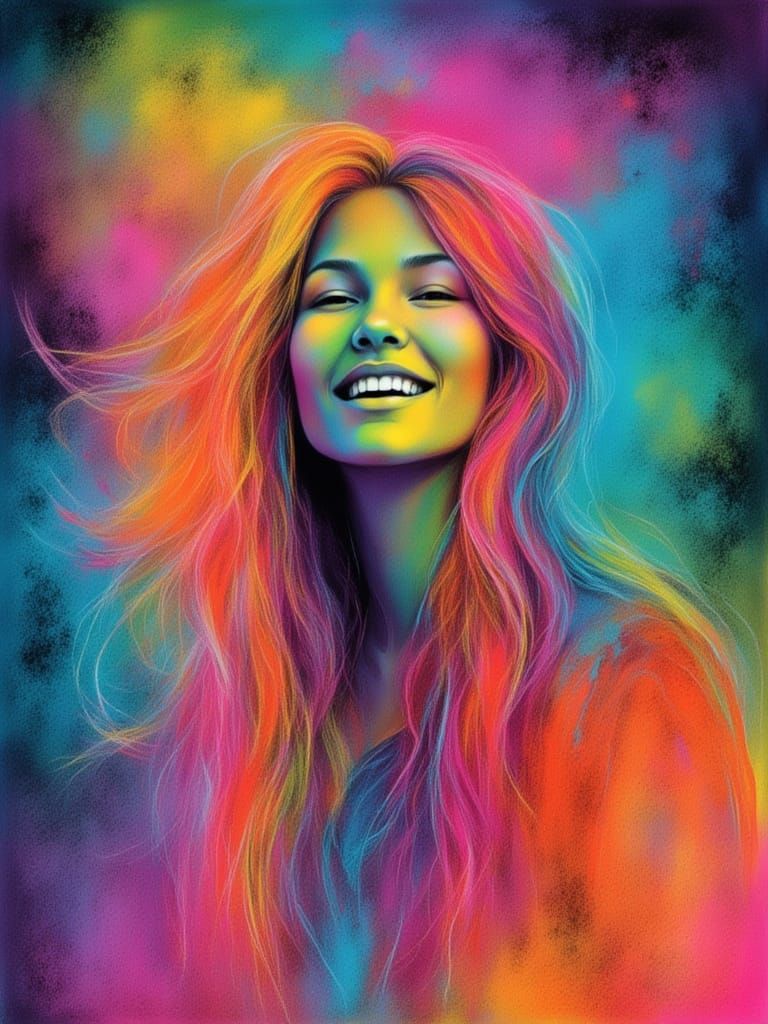 <lora:Neon chalk:1.0> <lora:Archetypal Images:1.0> laughing female, neon chalk