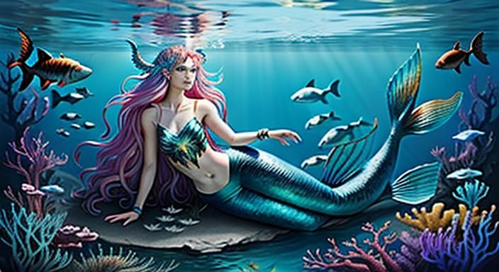 Biopunk Mermaid, Goddess , 

hair
