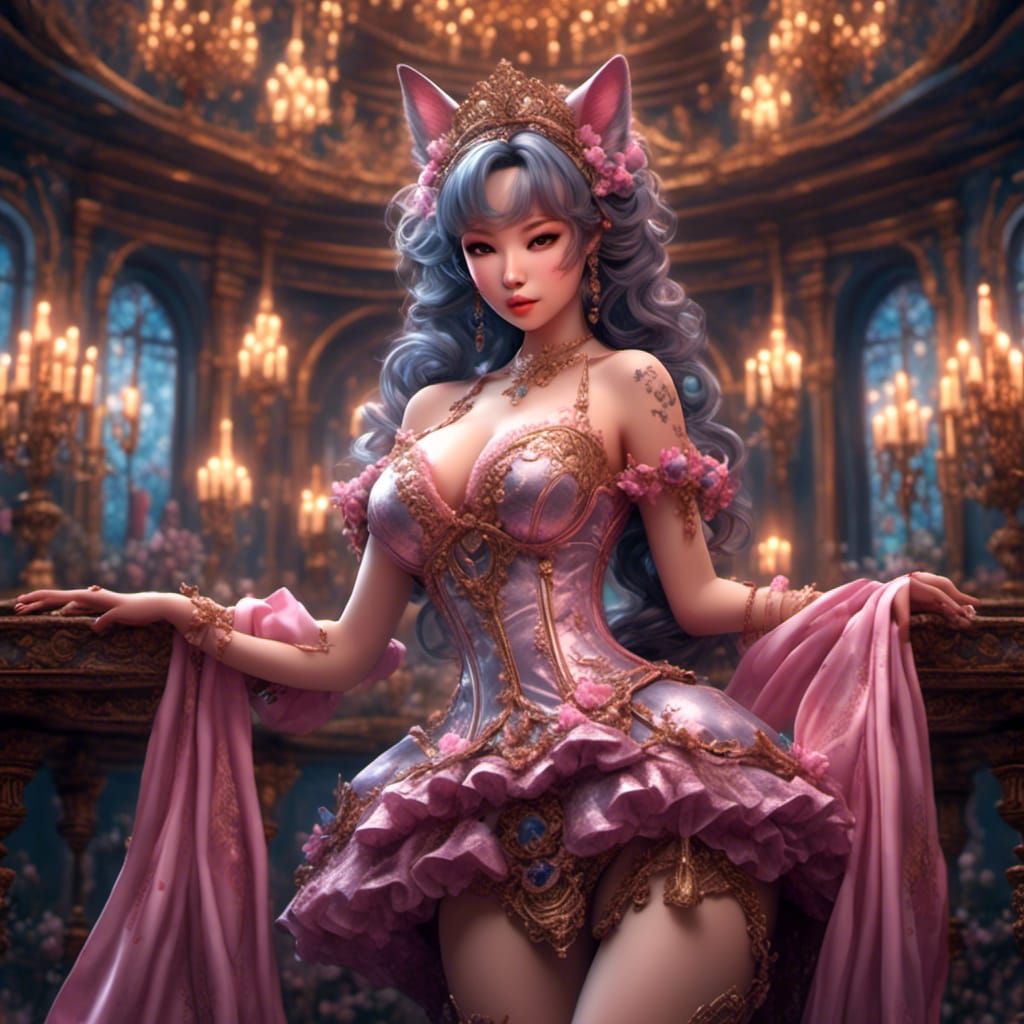 <lora:Boudoir Glamor:1.0> Voluptuous asian catgirl princess, hyperrealistic, 8k, dynamic lighting, boudoir professional photography 