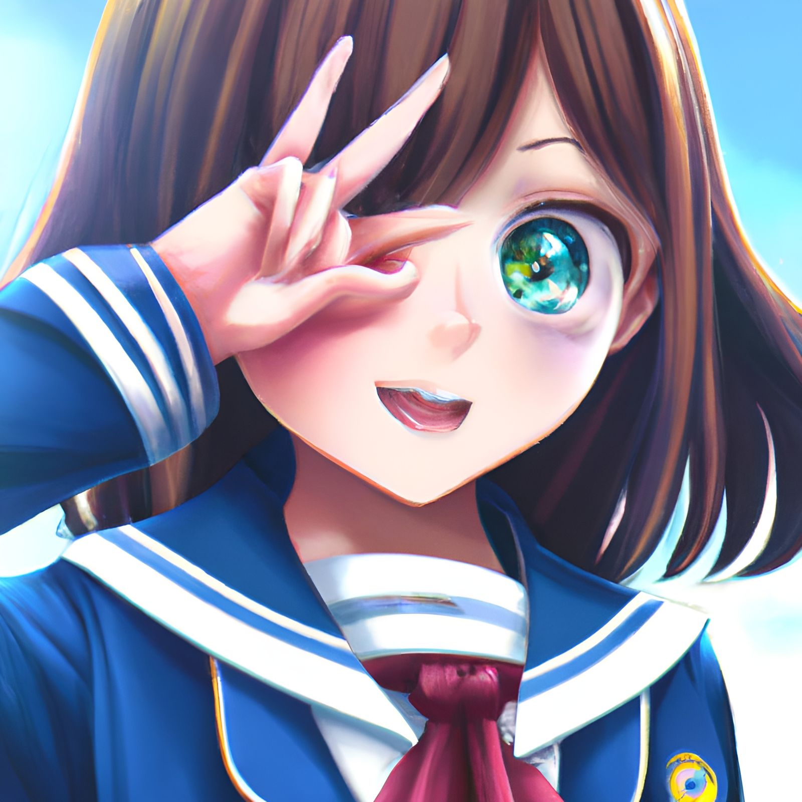 cute-girl-uniform-anime-love-happy-peace-sign-over-eye-ai