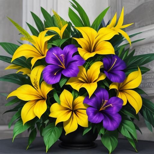 Purple allamanda flower and yellow allamanda flower, combine...