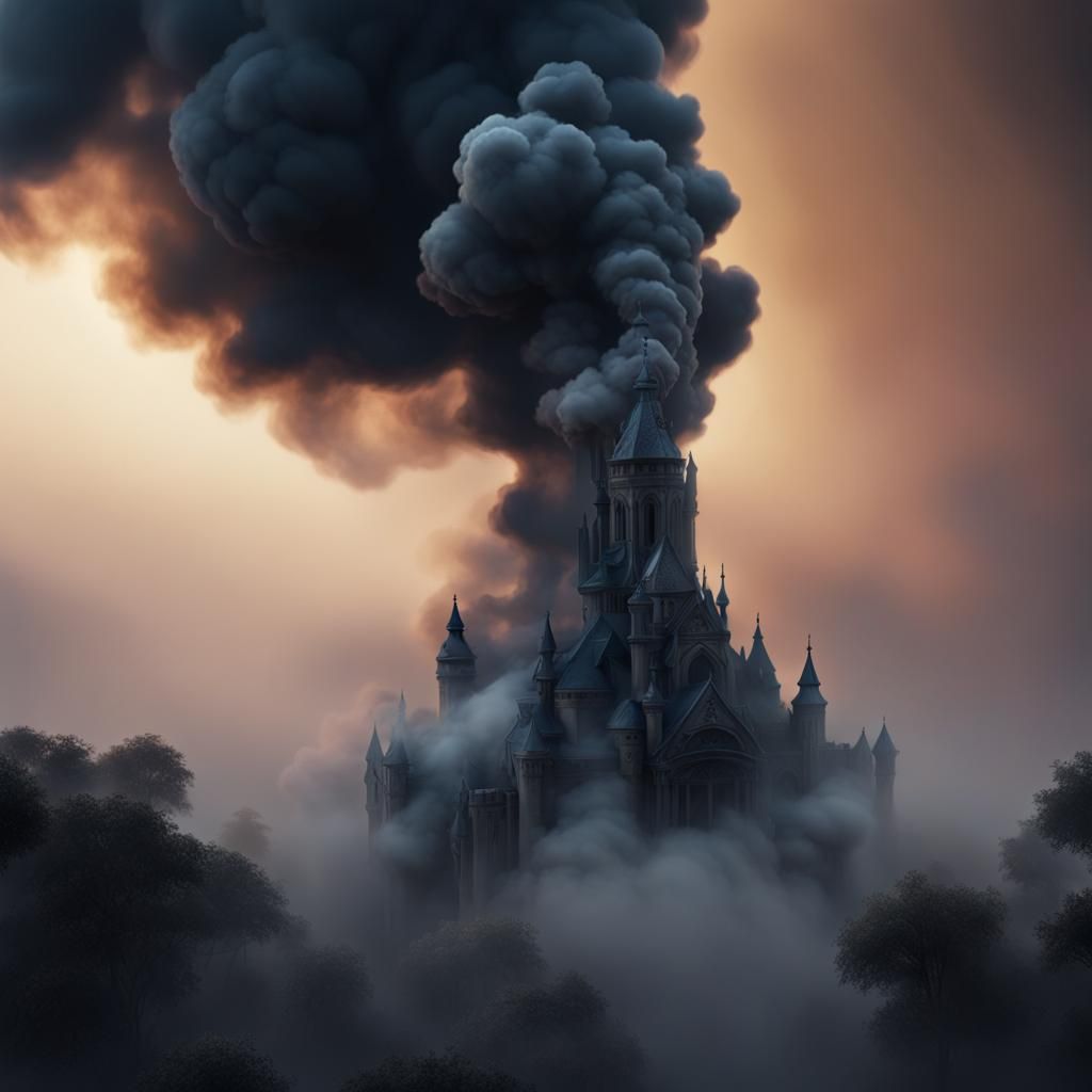 Medieval Castle Formed by Smoke
