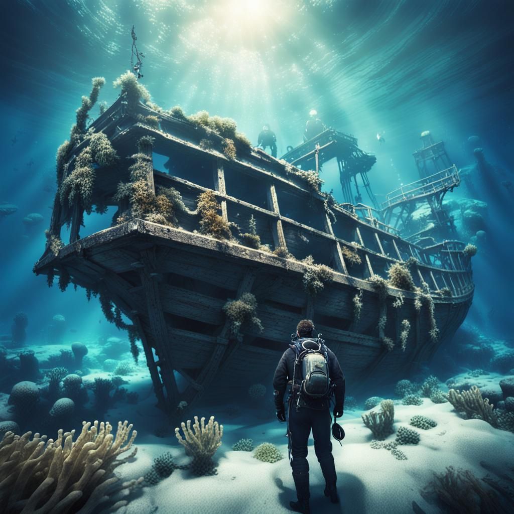 Underwater Shipwreck  by @AI Art Tutorials
