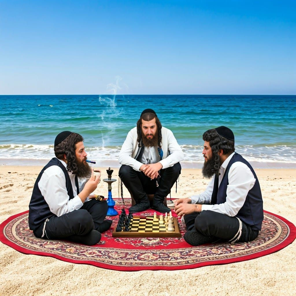 שחמט בשטיח על החוף