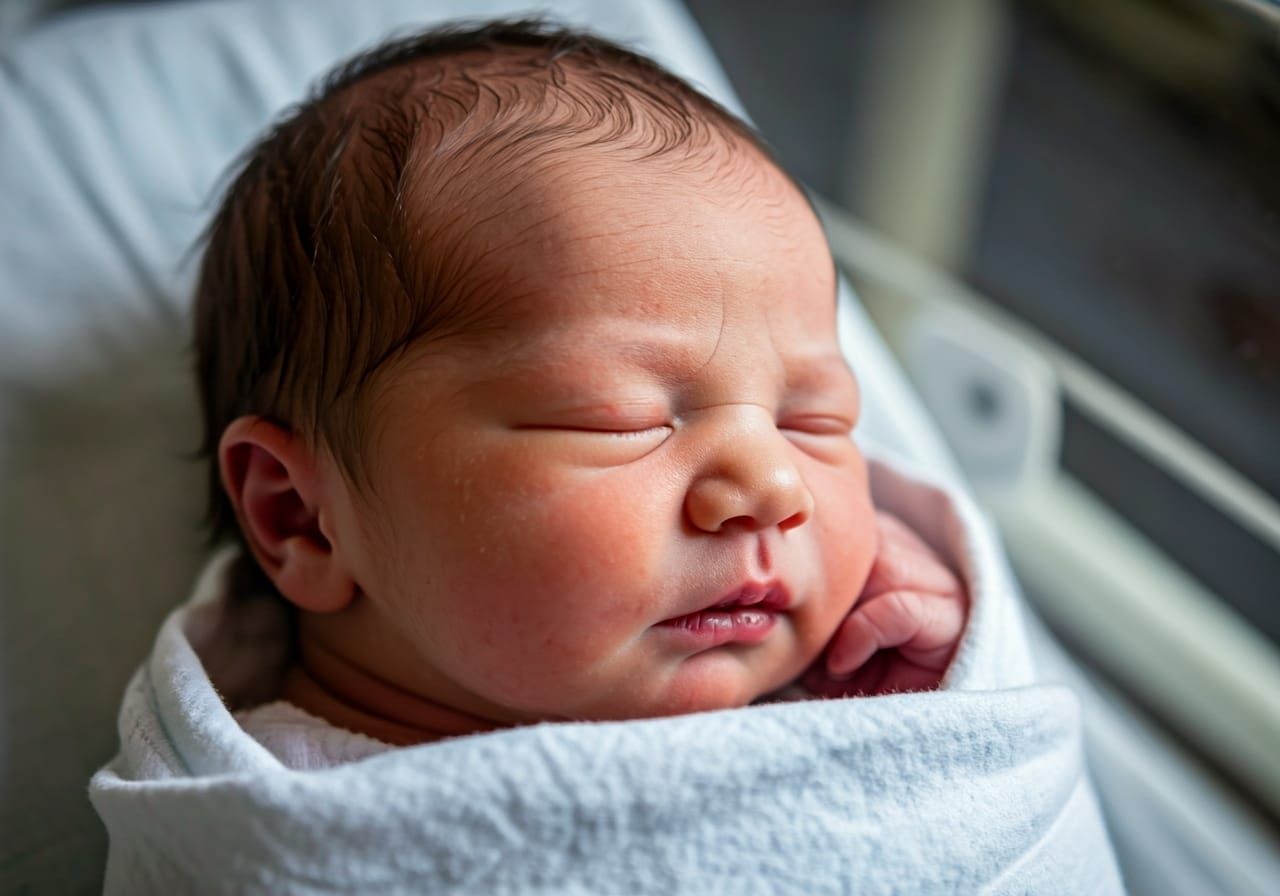 Beautiful Newborn Baby Girl Sleeping Peacefully