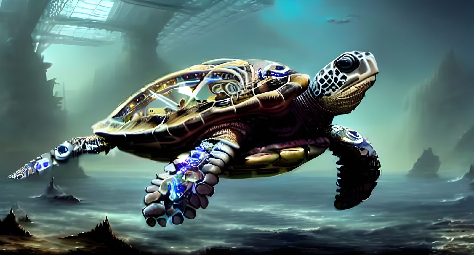 Biomechanical Sea Turtle  by @Draconicvisions