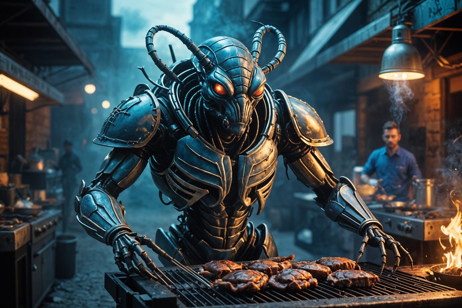 Alien grits and jowls. Hot and tasty street food!