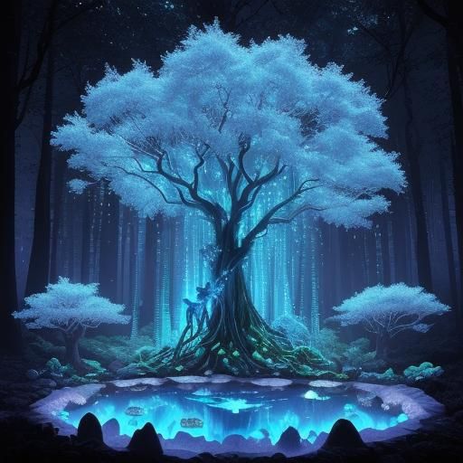 Ultra-high definition of an etheral bioluminescent crystalline trees in ...