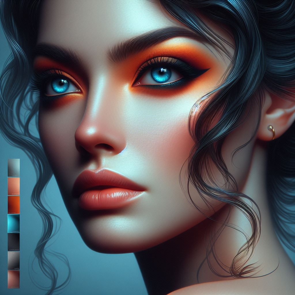 Woman with piercing blue eyes