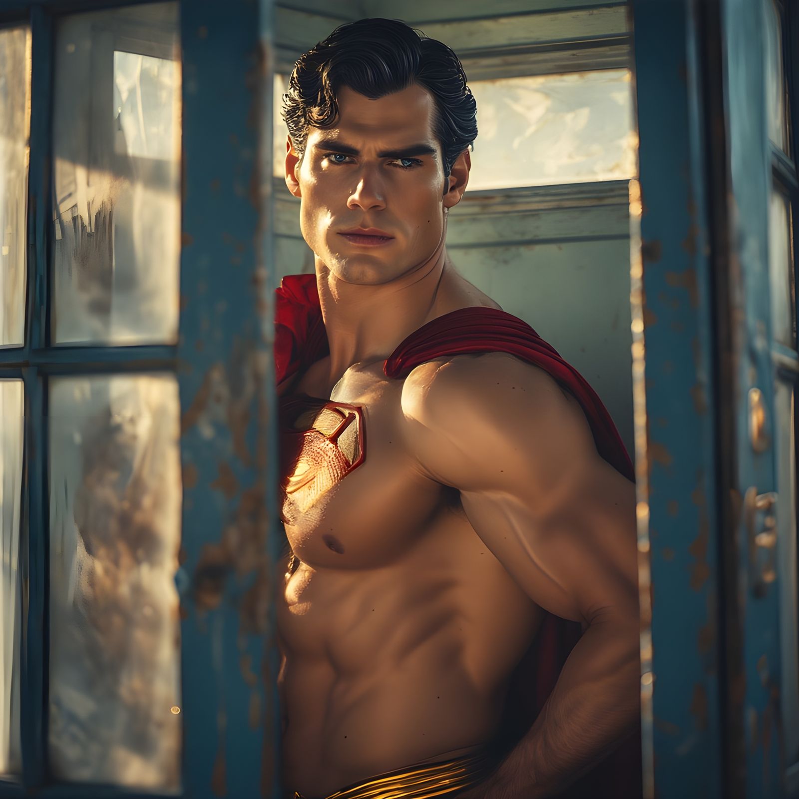 Super/Clark changing in phone booth