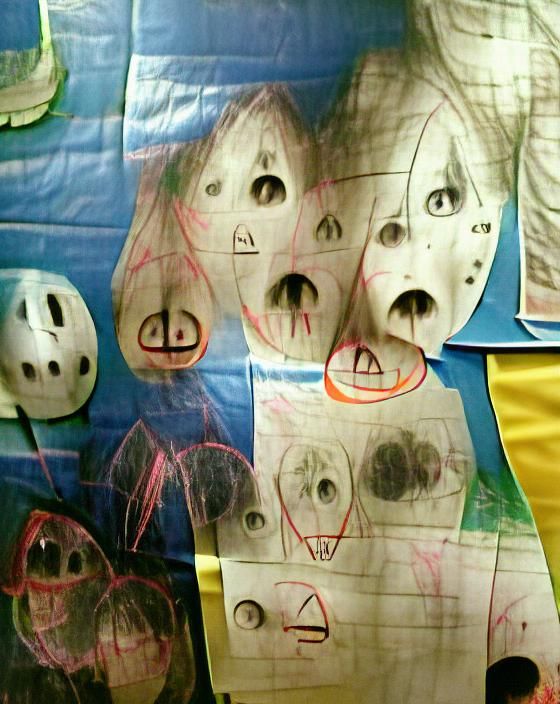 child's drawing creepy faces