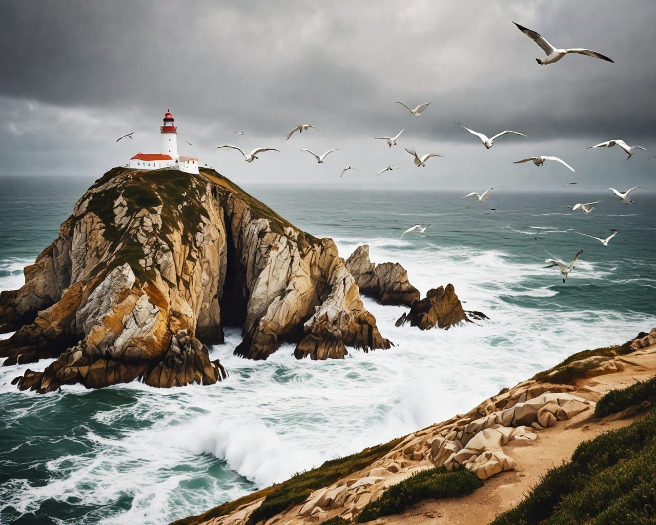 Lighthouse. Abstract scene.