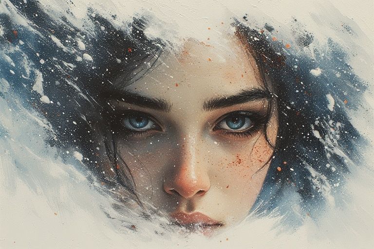 emerging in white mist