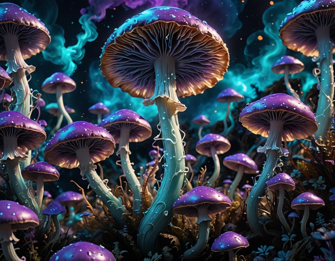 Celestial Mushrooms - Ai Generated Artwork - Nightcafe Creator