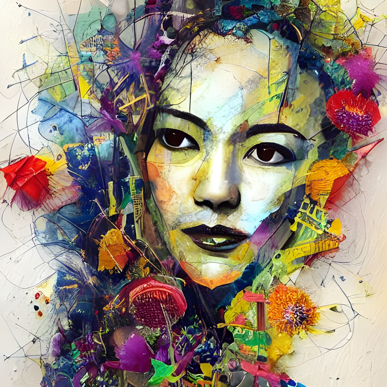 painting , Asian woman, russ mills, textile art, neural netw...