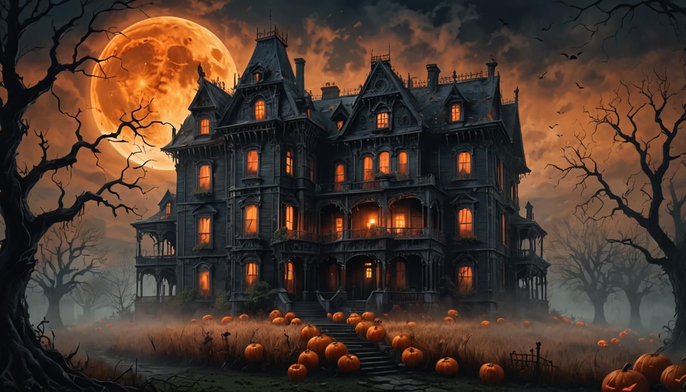 A giant dark Haunted House   by @AI Curious