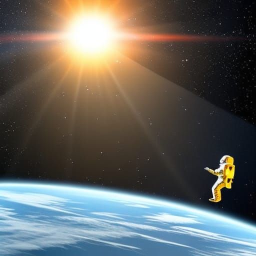 floating in space