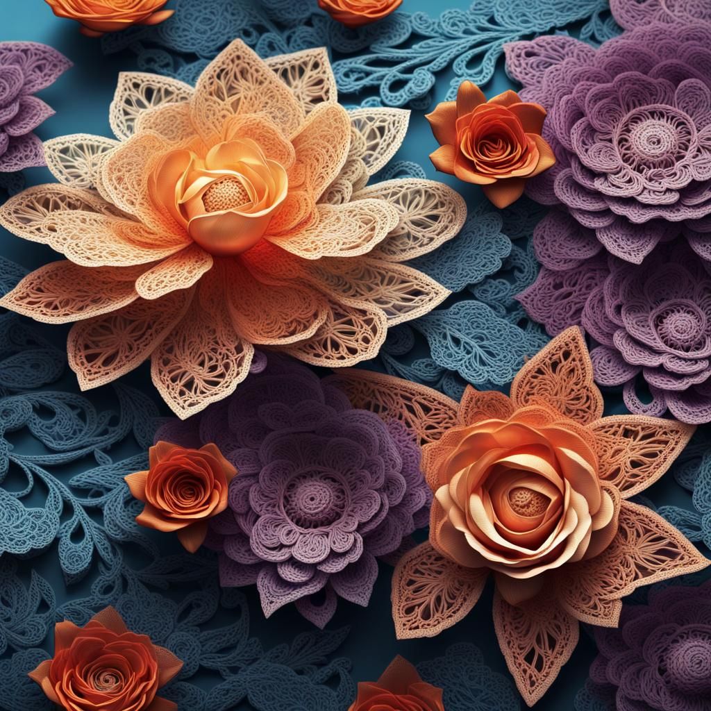 Artful lace, flowers. High resolution.   by @Irene