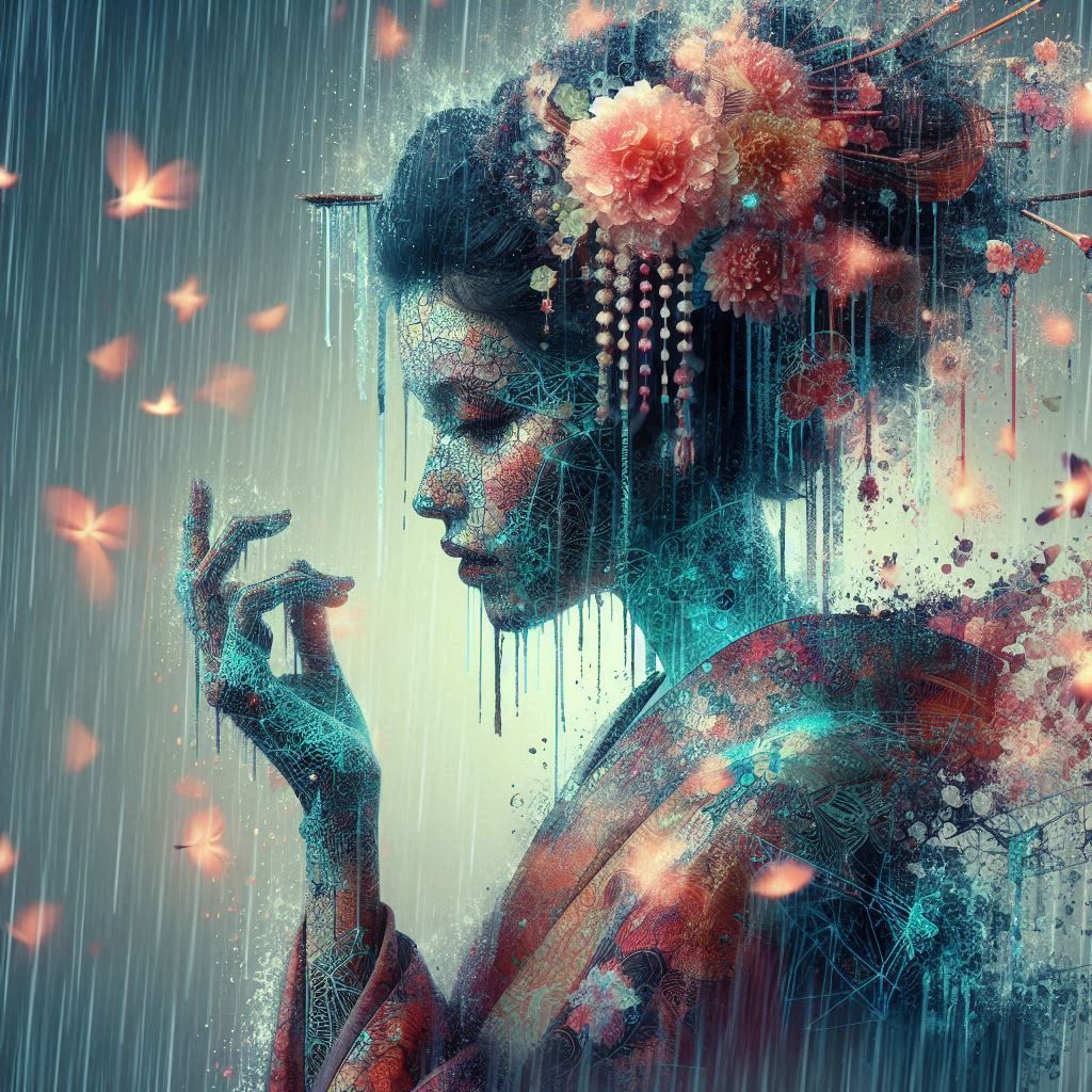 double exposure beautiful fantasy DALL-E 3 portrait landscap...