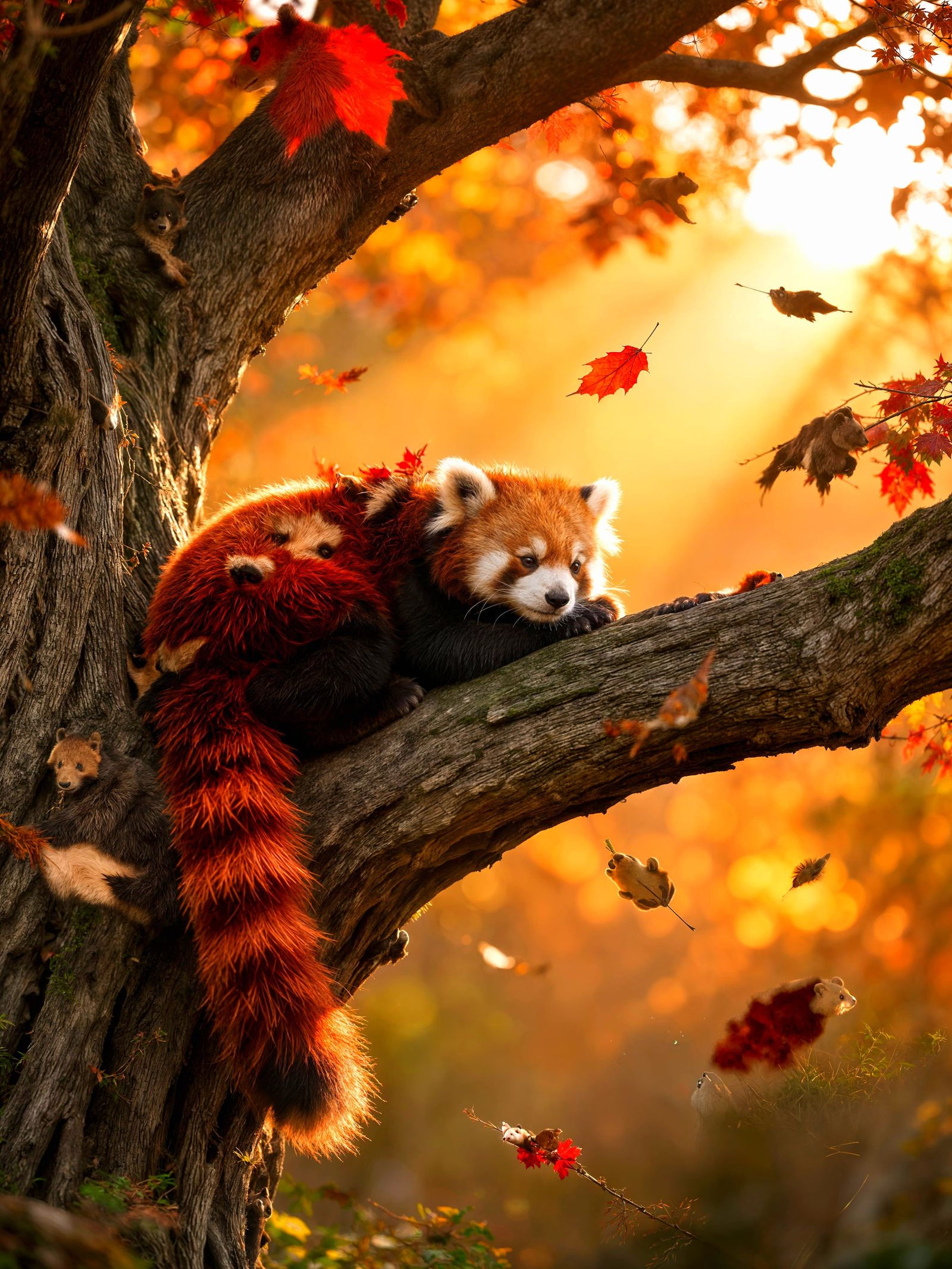 Ein roter Panda entspannt an einem Herbstabend   by @Vallhalla Designs