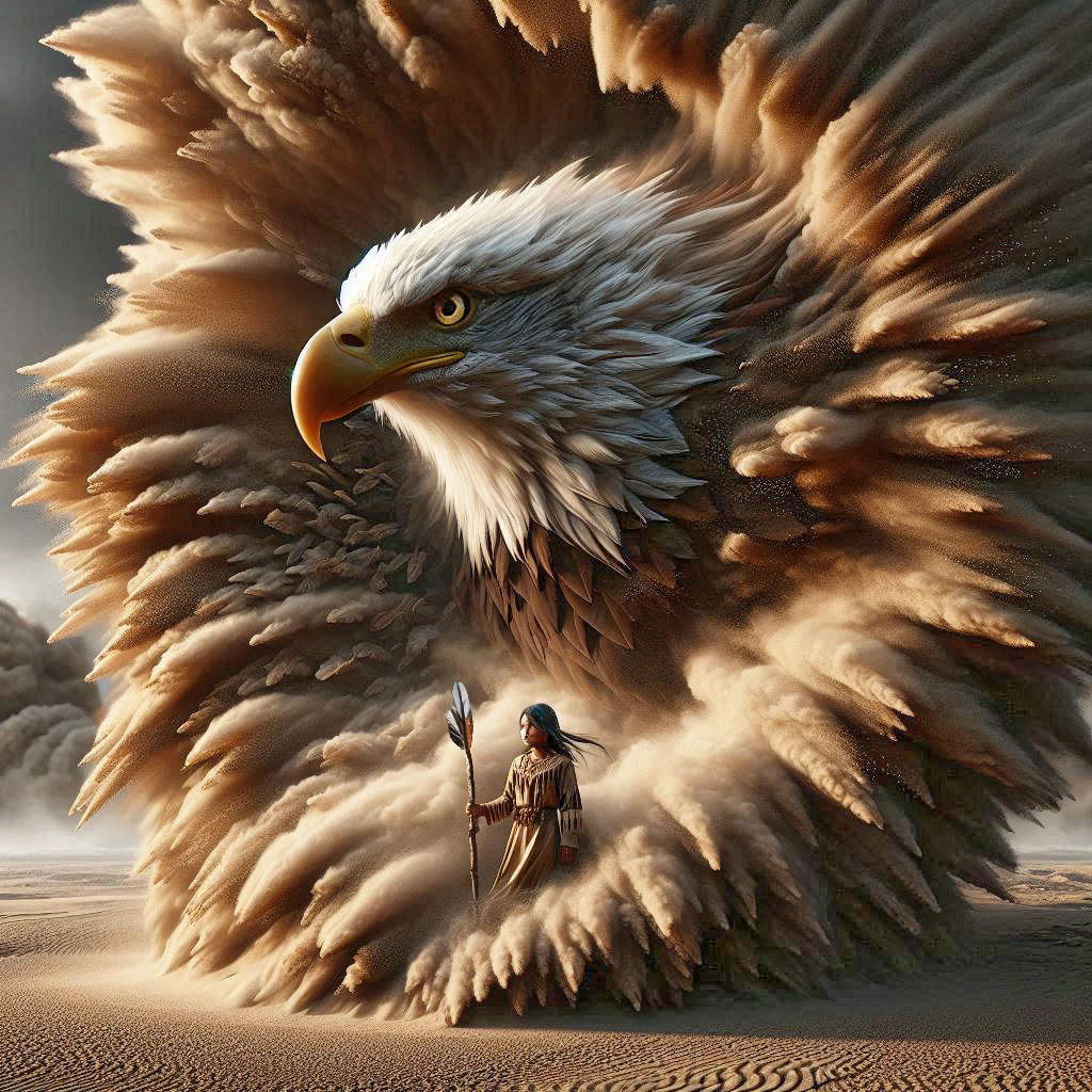 Bald Eagle sandstorm art with a Native American Indian girl ...