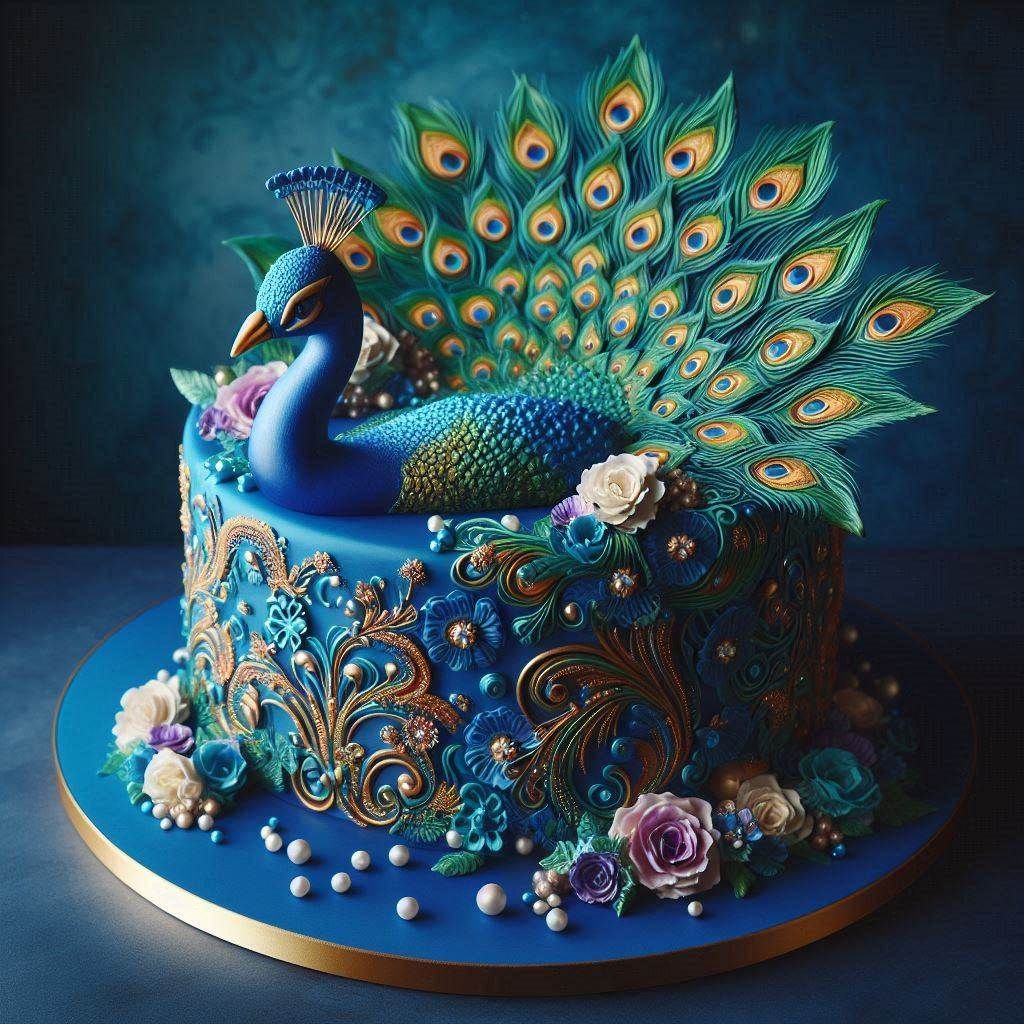 Peacock Inspired Cake