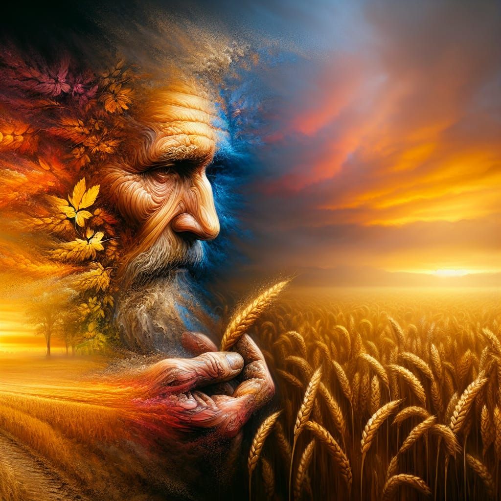 Colors changing hue
Morning fields of amber grain
Weathered faces lined in pain
Are soothed beneath the ...  by @Geekowl