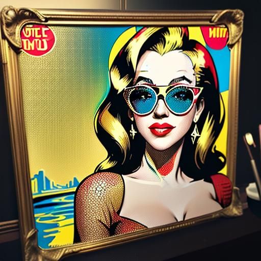 Pop art portrait, close-up, head and shoulders shot, Marilyn...