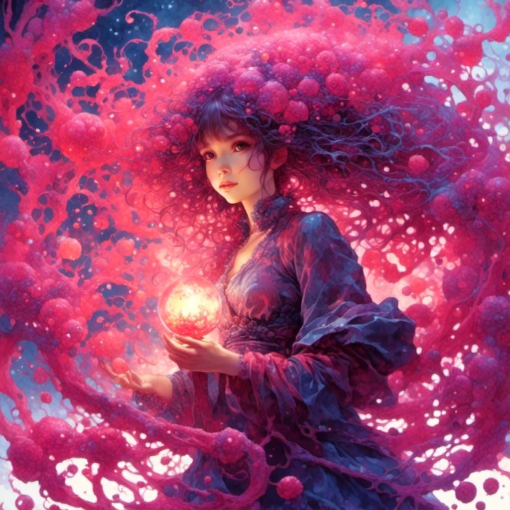 Goblin Girl in Pink Dress Fantasy Art