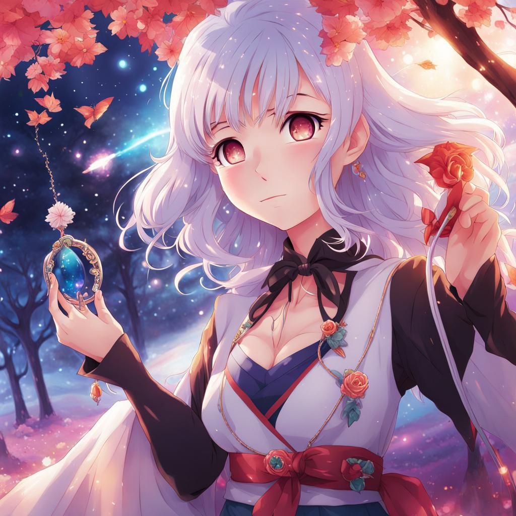 Anime Sorceress with Magic Effects