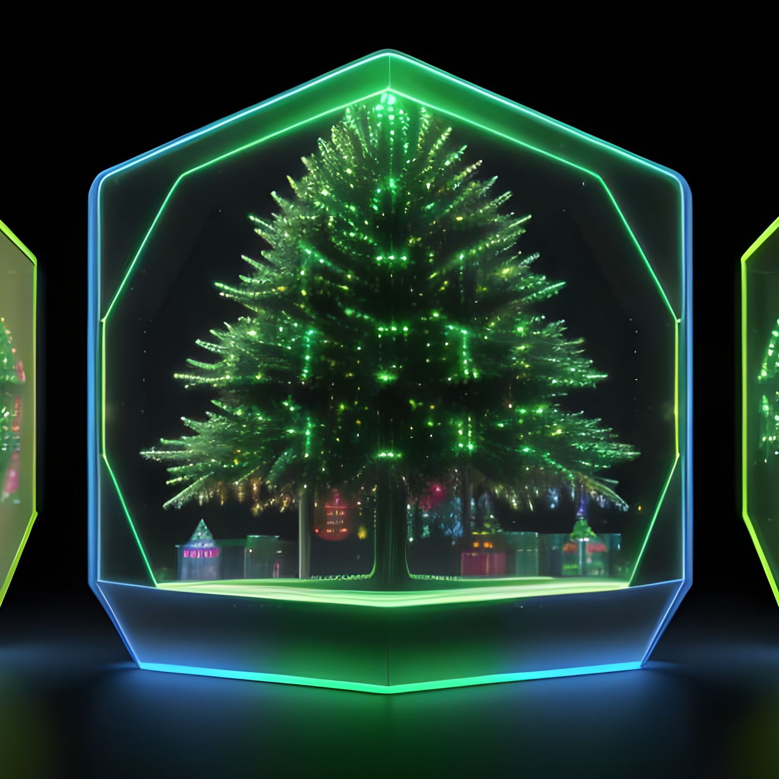 Holographic Christmas Tree - AI Generated Artwork - NightCafe Creator