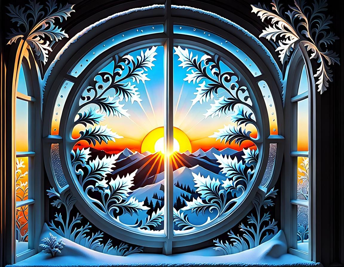 frost on a (window:1.5), beautiful complex detailed, fractal...