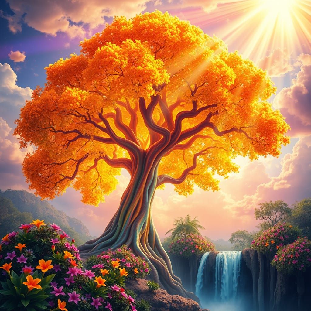 Ethereal Tree in Vibrant Bloom