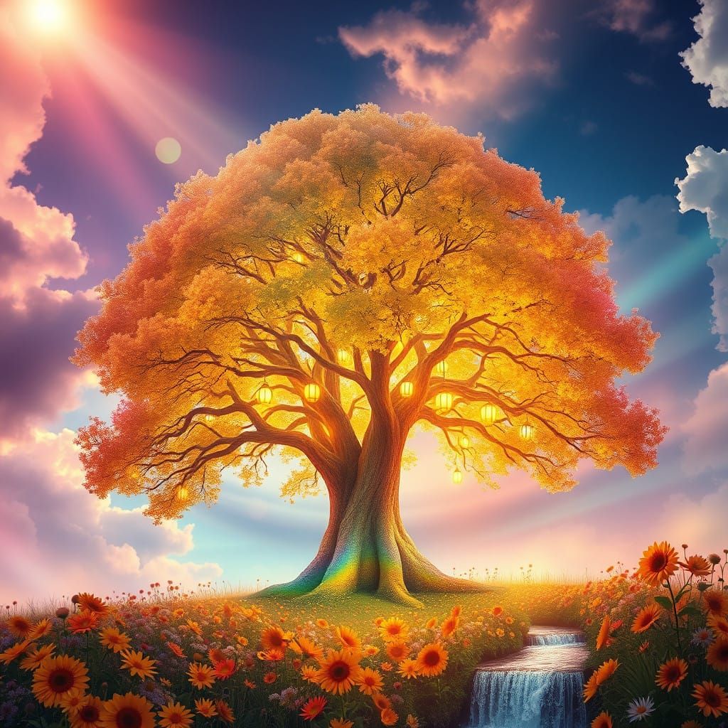 Surreal Tree of Wonders in Vibrant, Ethereal Beauty