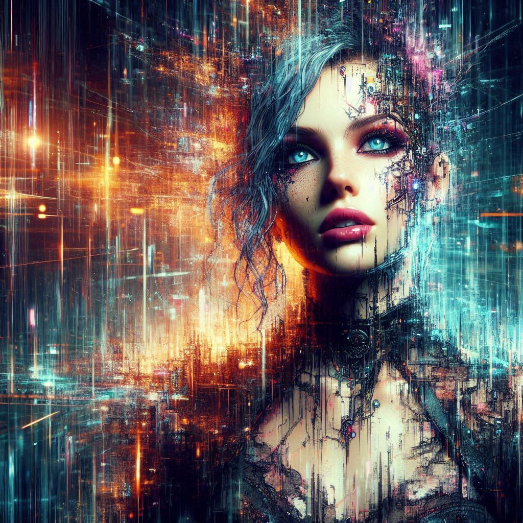 double exposure beautiful fantasy DALL-E 3 portrait landscap...