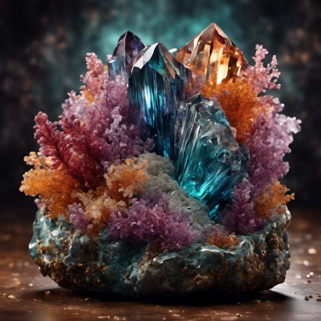 Artwork that conveys the brilliance, textures, and magical appeal of things made of multi colored crystals, ...  by @Sassy Cassie