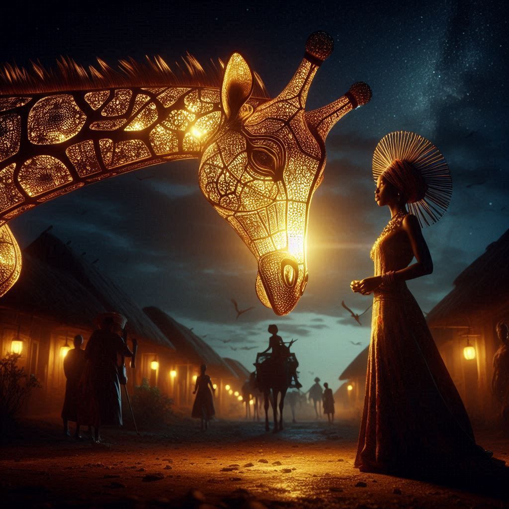 Giraffe illuminating wisdom and peace