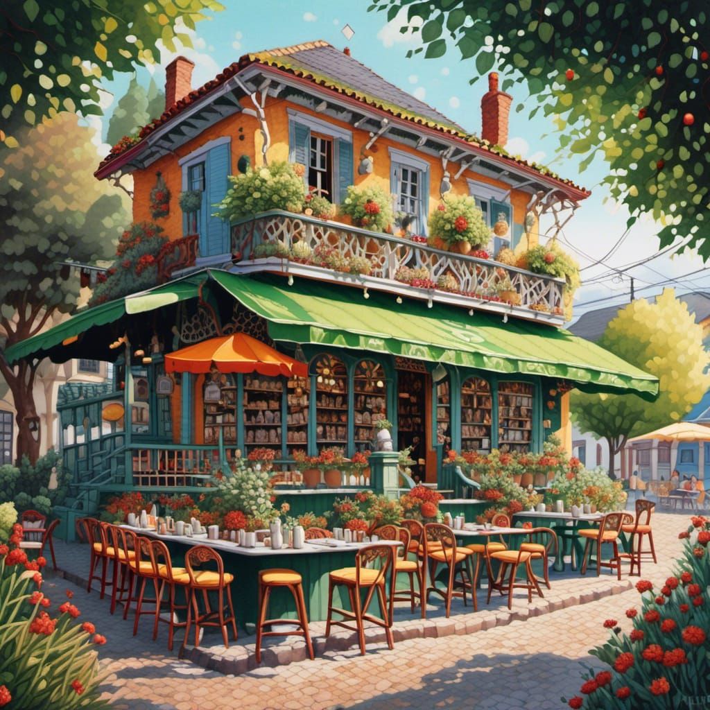 Whistle Stop Cafe Watercolor Painting