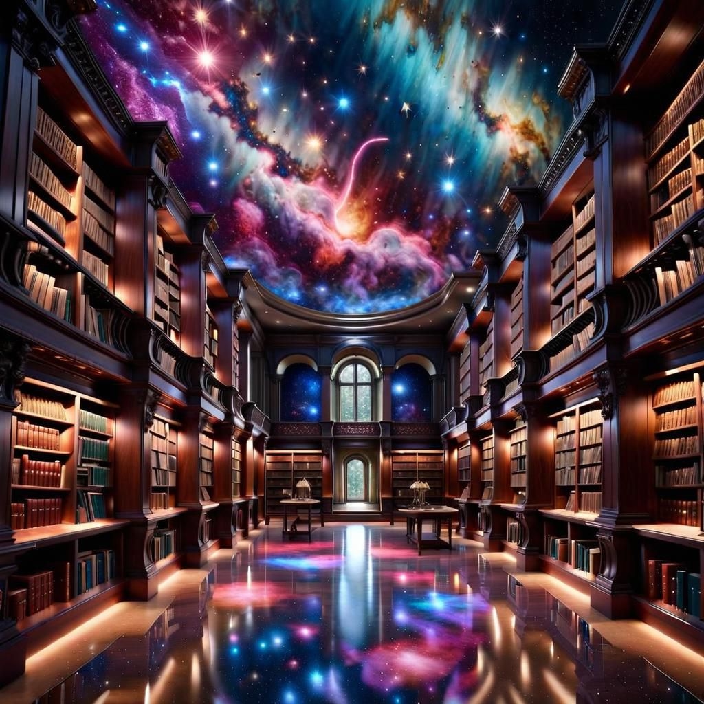 Library at the End of Space v3 - AI Generated Artwork - NightCafe Creator