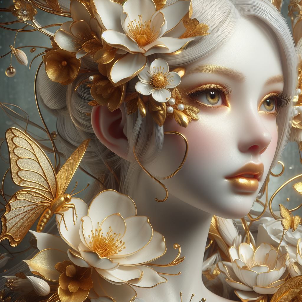 Golden white porcelain portrait