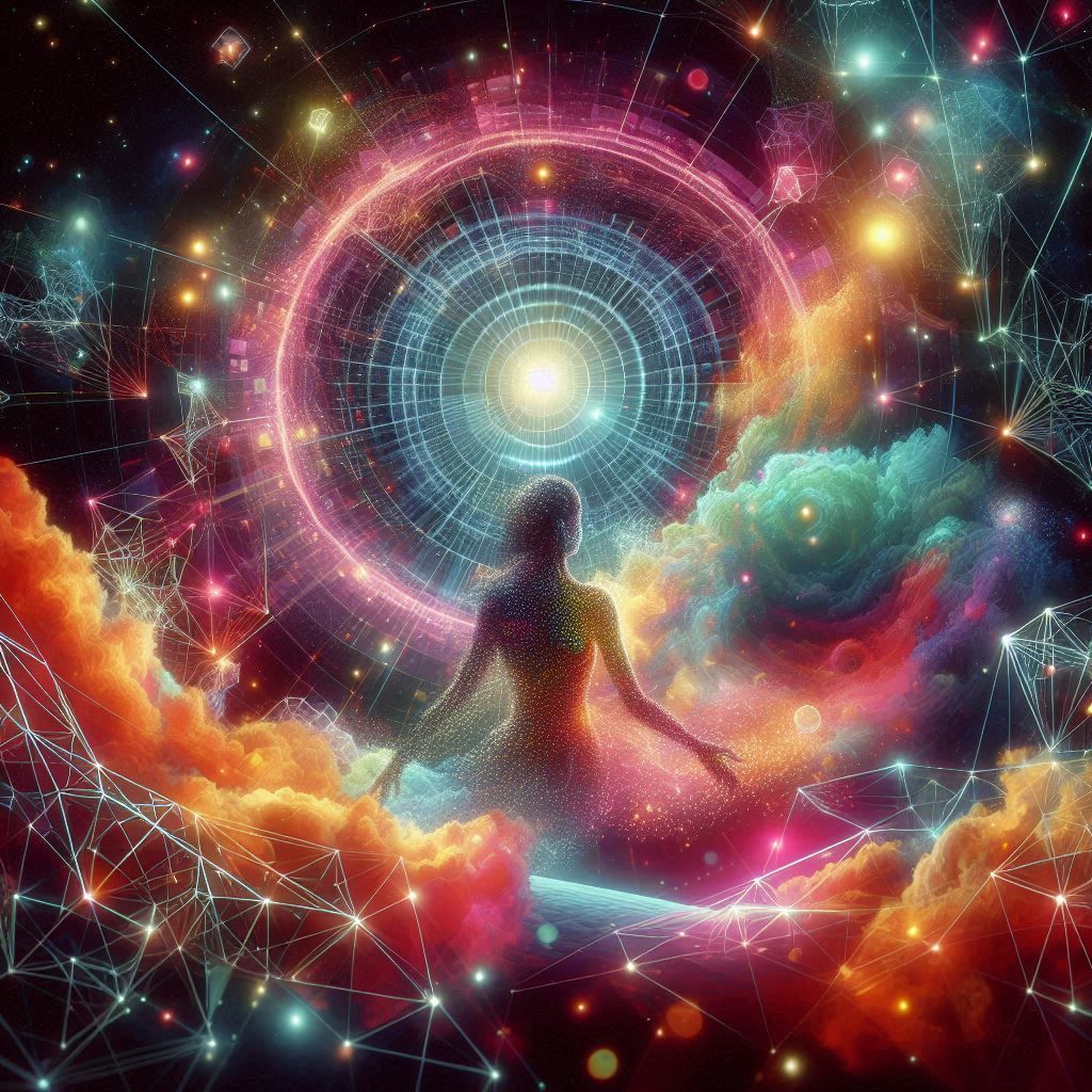 (geometric fractal wireframe neon:3.0) black outer space dus...