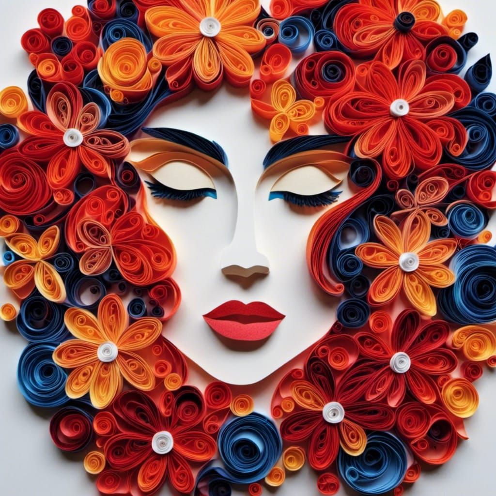 A beautiful woman’s face <lora:Quilling:1.0> 