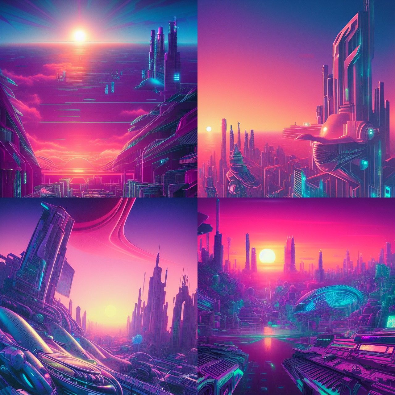 Vaporwave synth city skyline sunset A look Beyond Reality